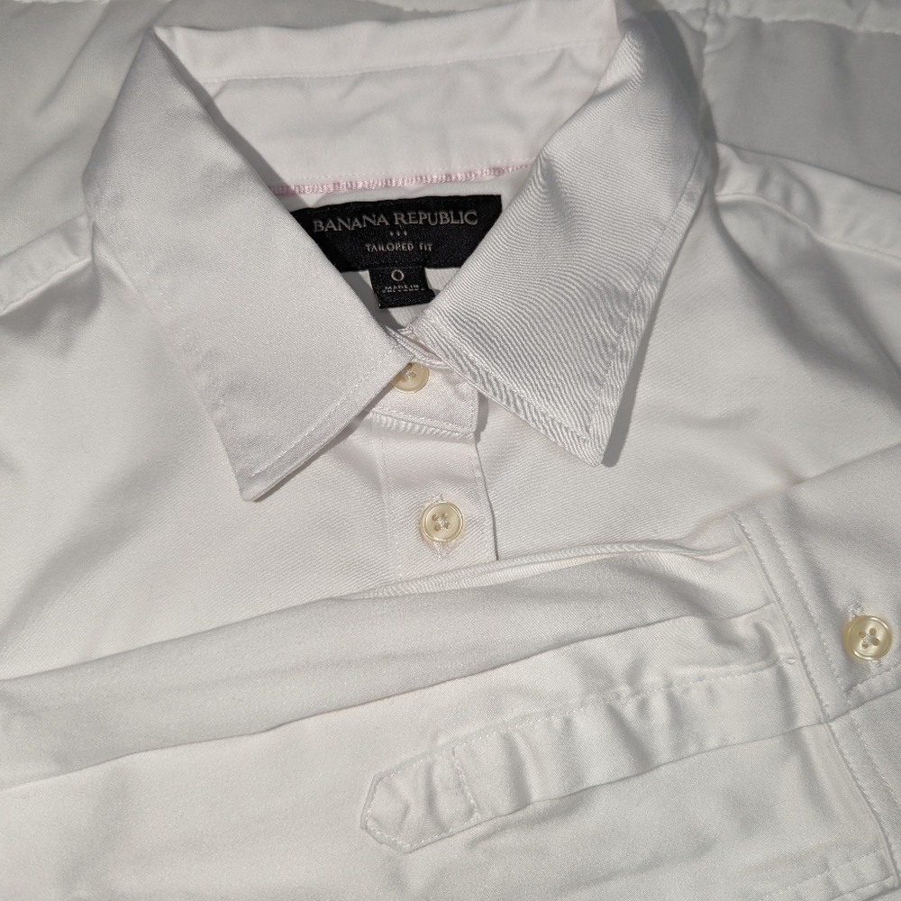 Used White Size 0Banana Republic Women Collar Dress Shirt Tailored Fit